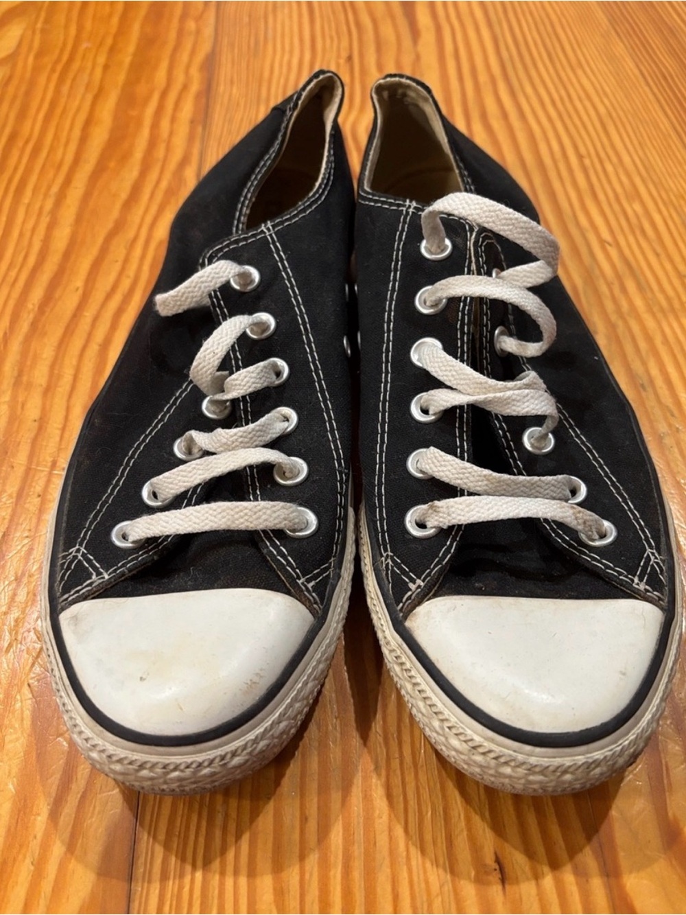 Classic Black Canvas Low-Top Sneakers with White Accents